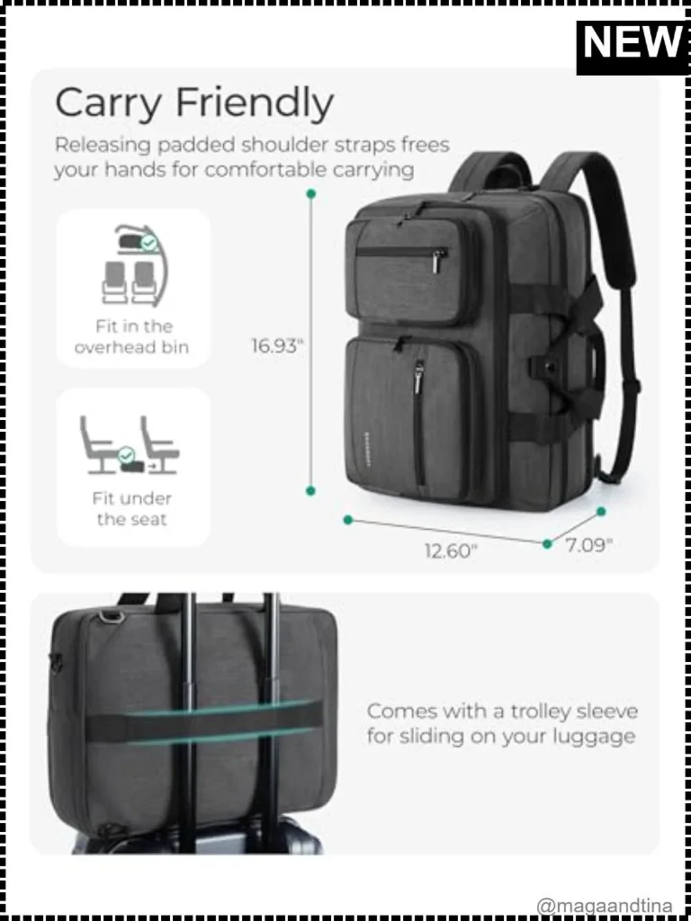 3-in-1 Laptop Bag Briefcase Convertible Backpack Messenger Water-Resistant